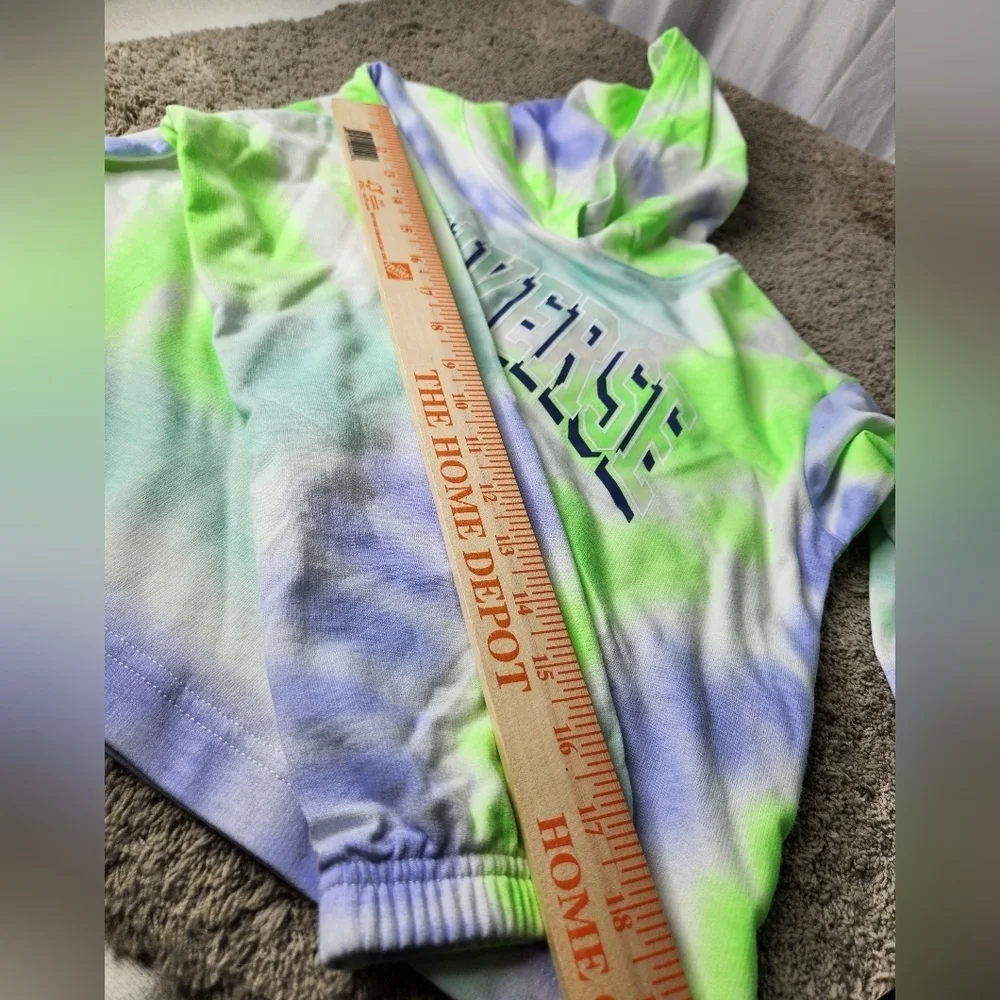 Converse M Green Girl's All Over Print Tie-Dye Boxy Hoodie (Big Kids) Size M